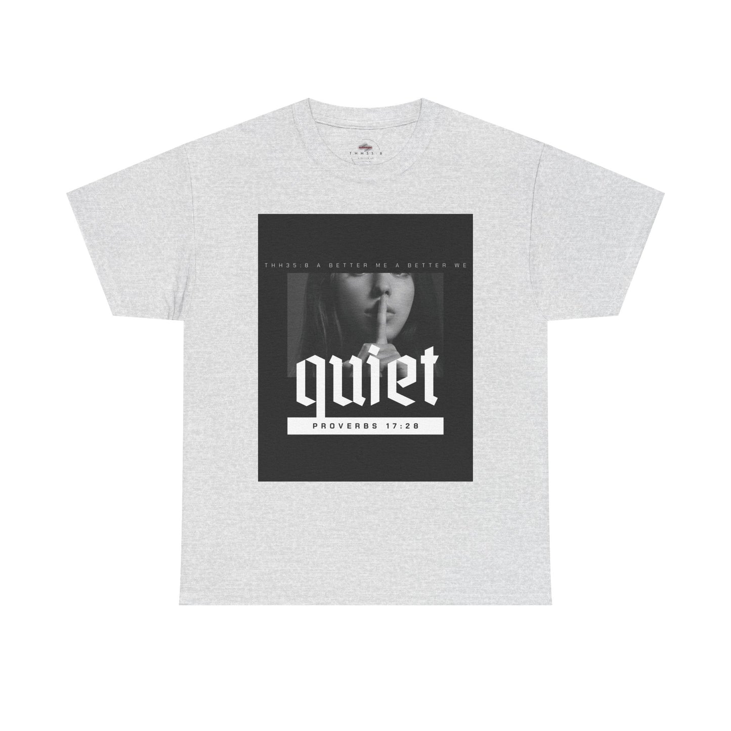 Quiet Proverbs 17:28 Unisex Heavy Cotton Tee - Perfect for Meditation, Casual Wear, Gifts, Spiritual Moments, Everyday Comfort