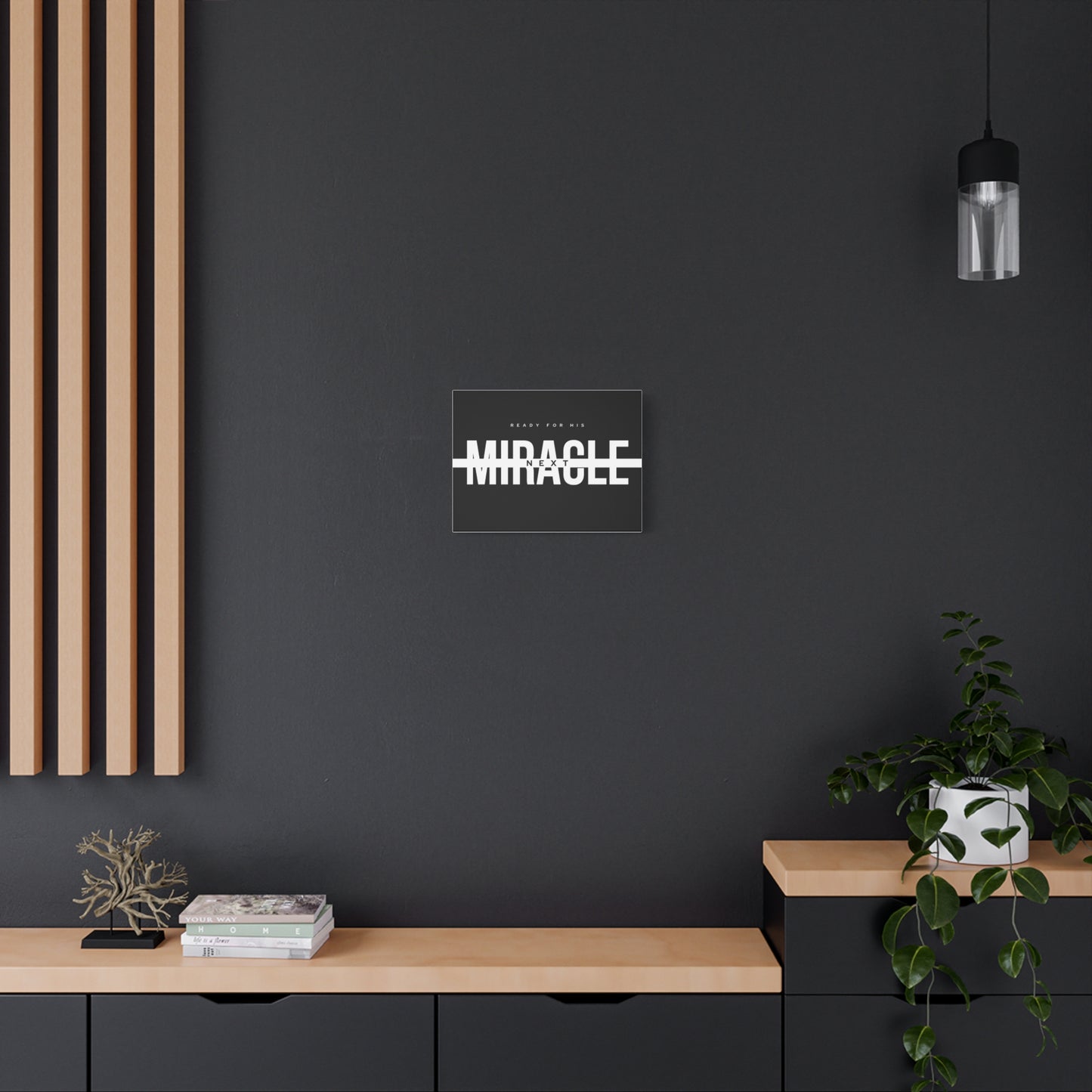 Inspirational Wall Art Canvas, Motivational Home Decor, Ready for His Miracle, Modern Black and White Design, Gift for Faith and Hope