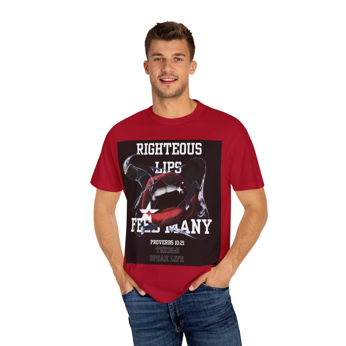 Righteous Lips Graphic T-shirt, Unisex Casual Wear, Proverbs 10:21 Tee, Christian Apparel, Gift for Faith Lovers, Everyday Style