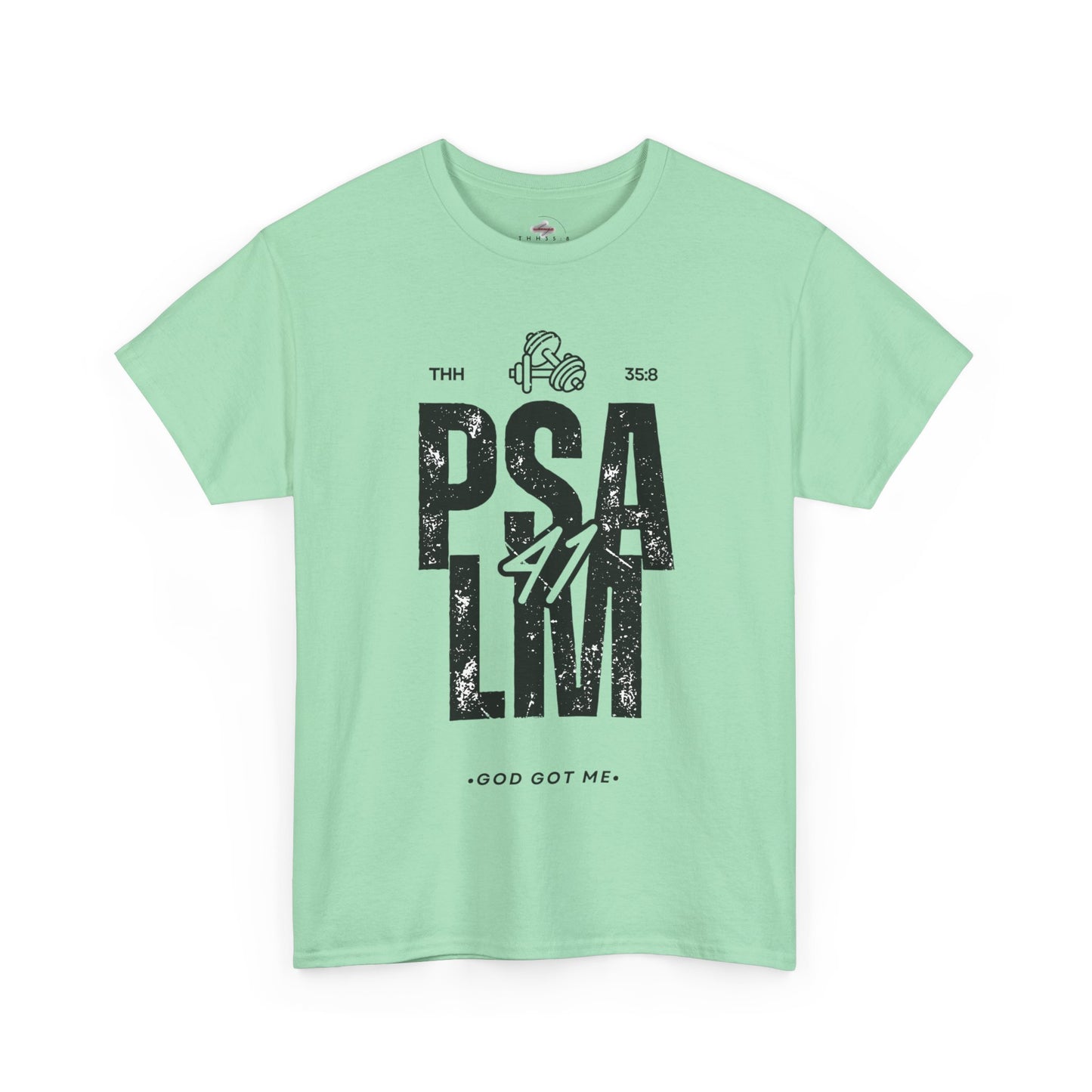 Unisex Heavy Cotton Tee with Inspirational Psalm Print, Christian Shirt, Faith-Based Apparel, Gift for Believers, Casual Wear