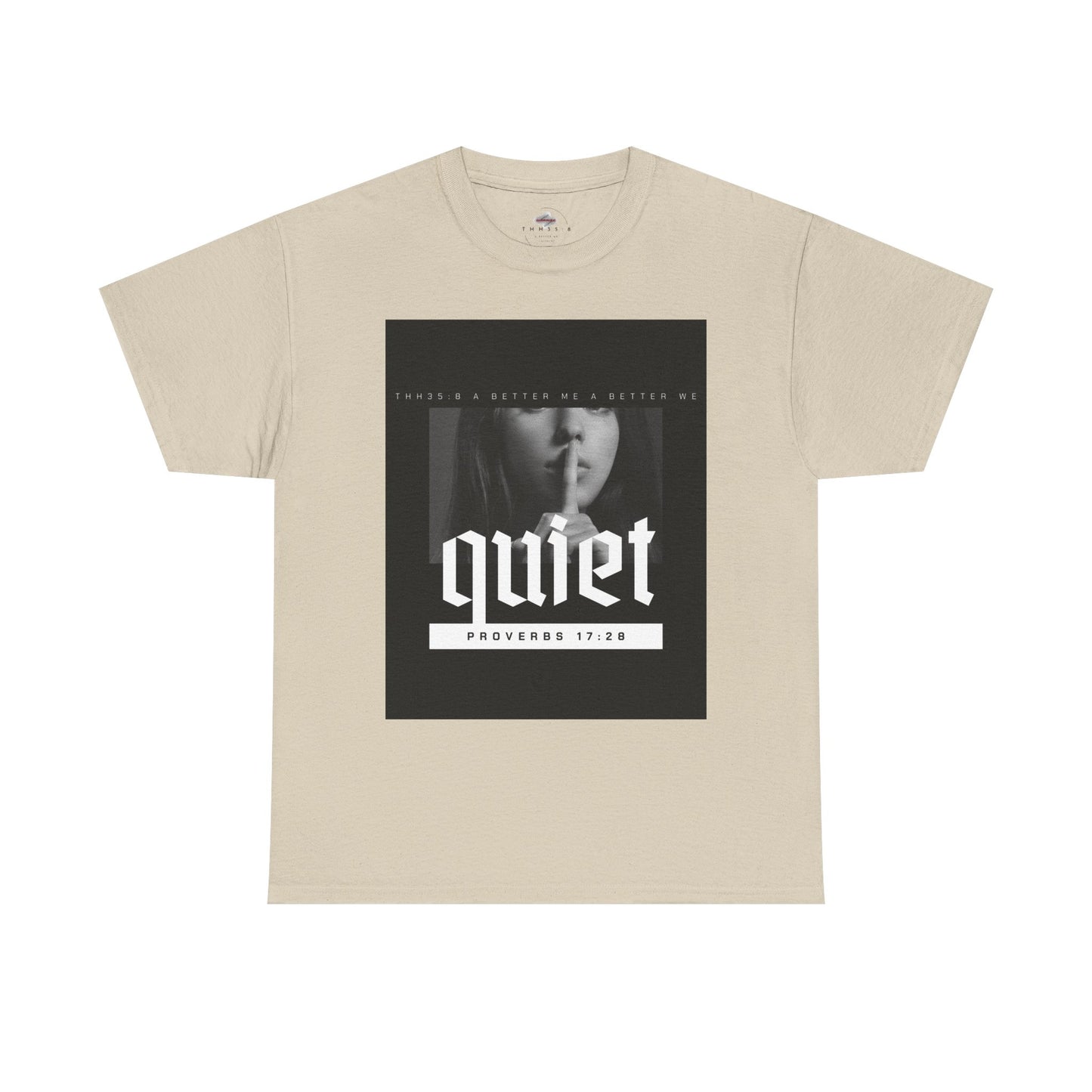 Quiet Proverbs 17:28 Unisex Heavy Cotton Tee - Perfect for Meditation, Casual Wear, Gifts, Spiritual Moments, Everyday Comfort