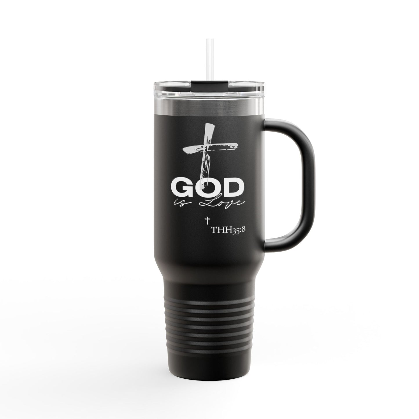 God is Love Insulated Travel Mug, Faith Travel Cup, Christian Coffee Mug, Religious Drinkware, Gift for Believers