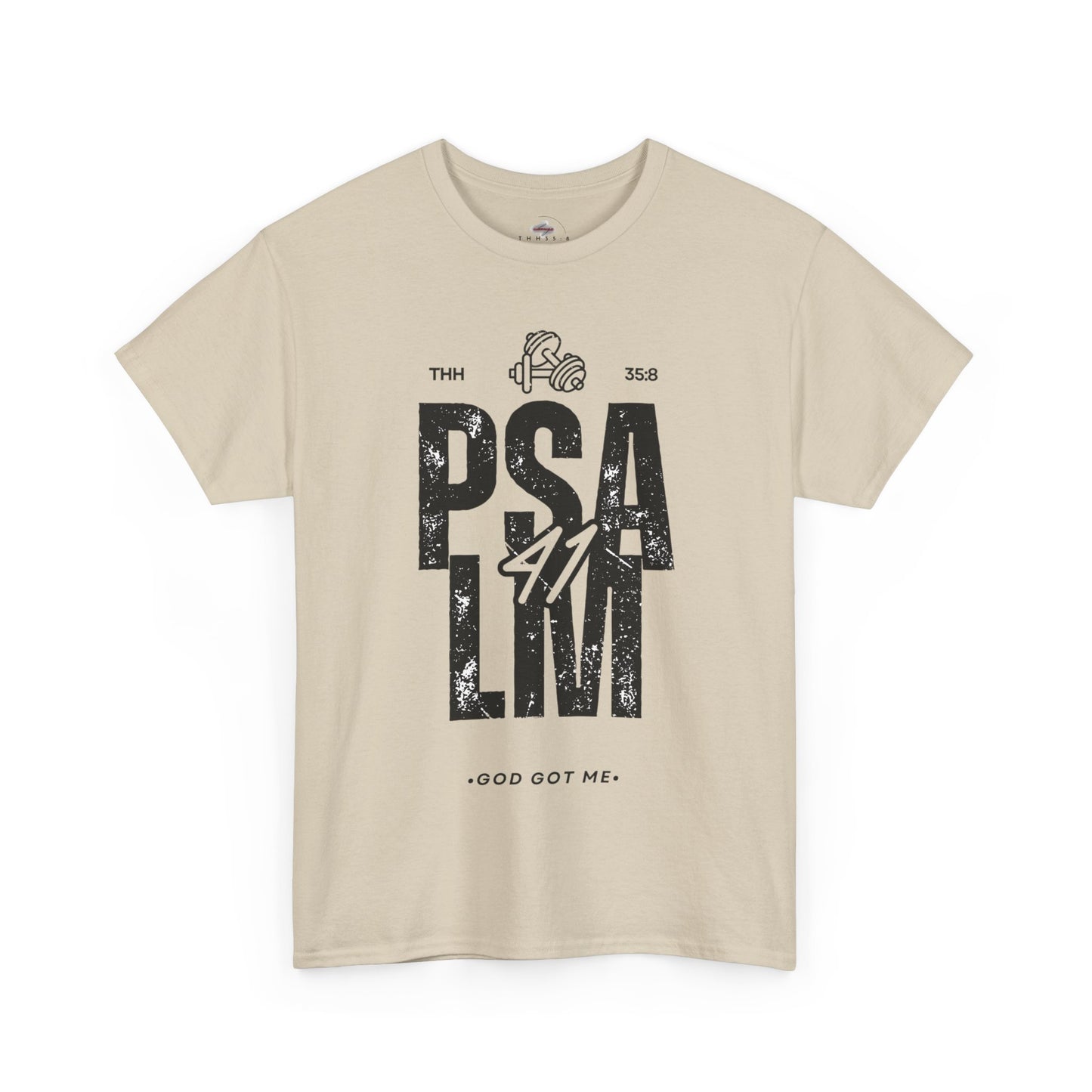 Unisex Heavy Cotton Tee with Inspirational Psalm Print, Christian Shirt, Faith-Based Apparel, Gift for Believers, Casual Wear