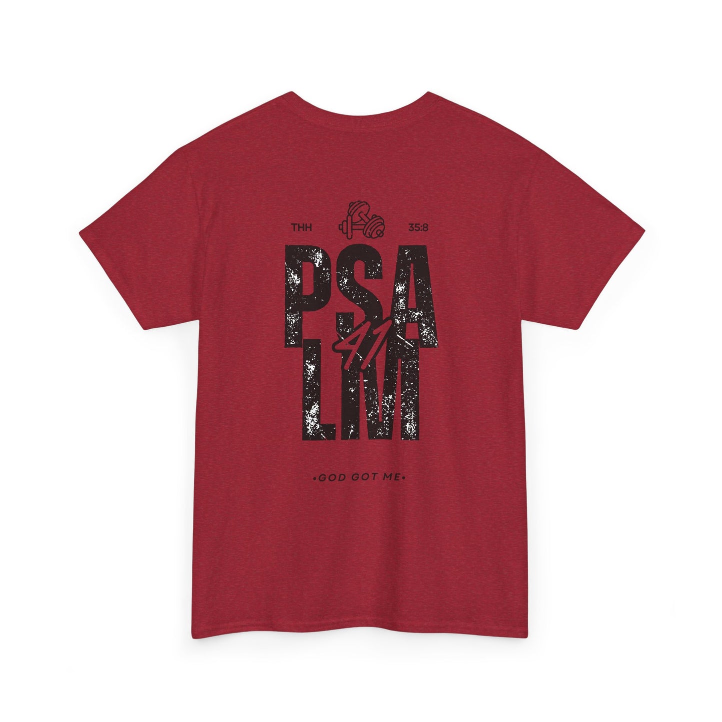 Unisex Heavy Cotton Tee with Inspirational Psalm Print, Christian Shirt, Faith-Based Apparel, Gift for Believers, Casual Wear