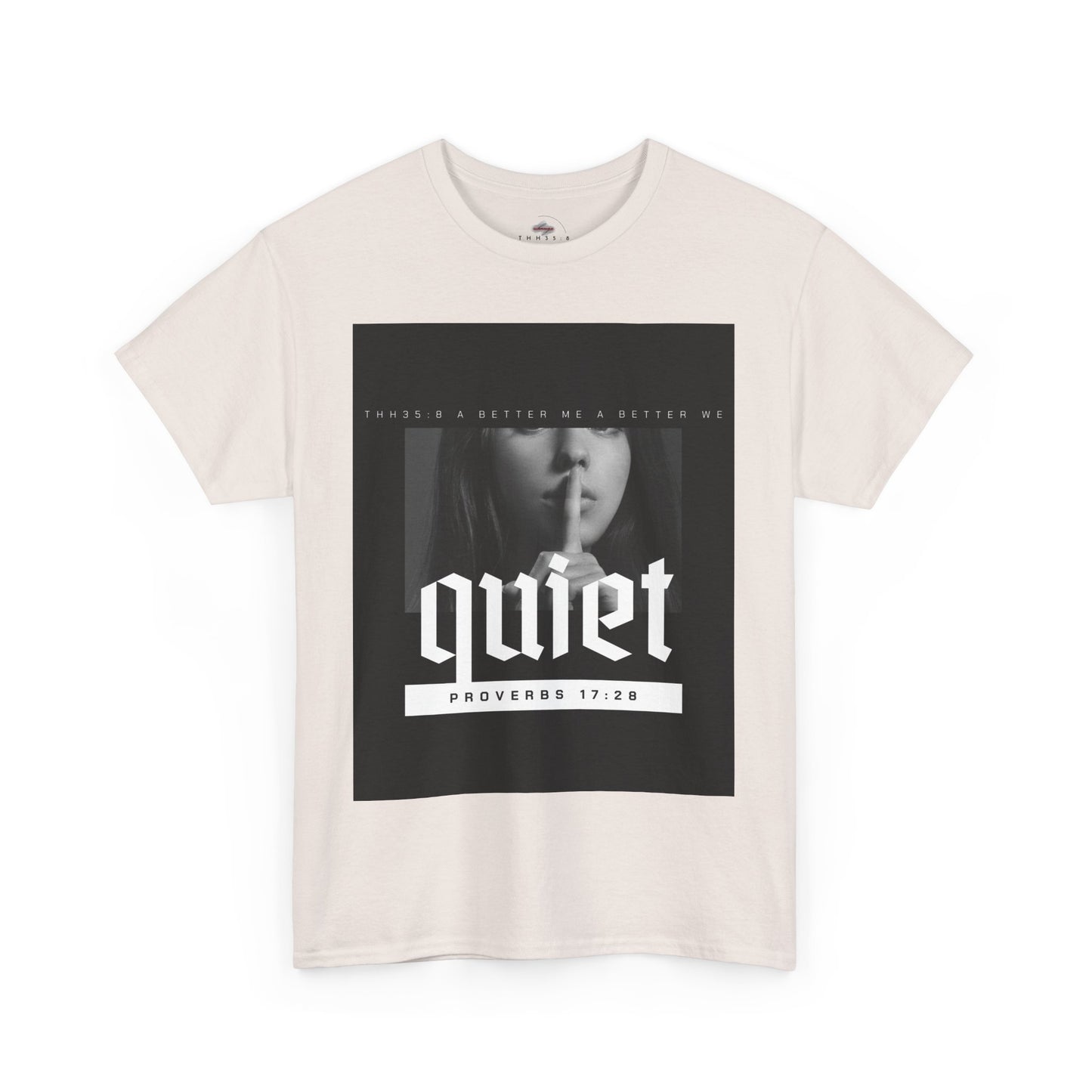 Quiet Proverbs 17:28 Unisex Heavy Cotton Tee - Perfect for Meditation, Casual Wear, Gifts, Spiritual Moments, Everyday Comfort