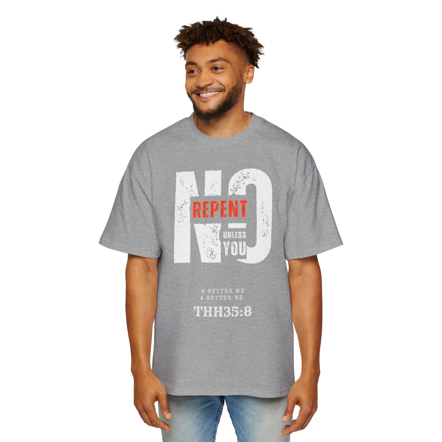 Men's Oversized Graphic Tee - Faith-Inspired Casual Wear, Oversized Fashion, Religious Apparel, Unique Gift, Streetwear Style