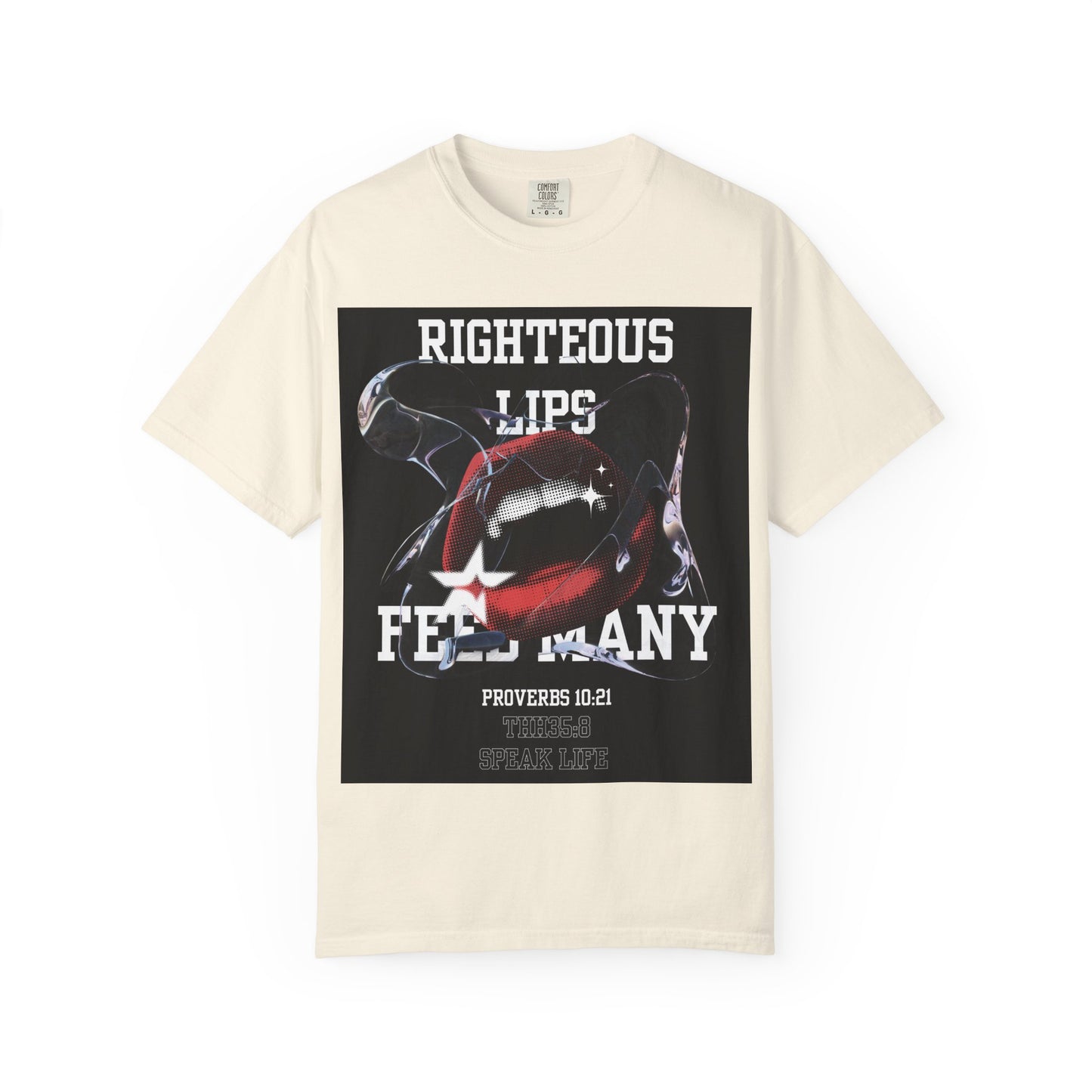 Righteous Lips Graphic T-shirt, Unisex Casual Wear, Proverbs 10:21 Tee, Christian Apparel, Gift for Faith Lovers, Everyday Style