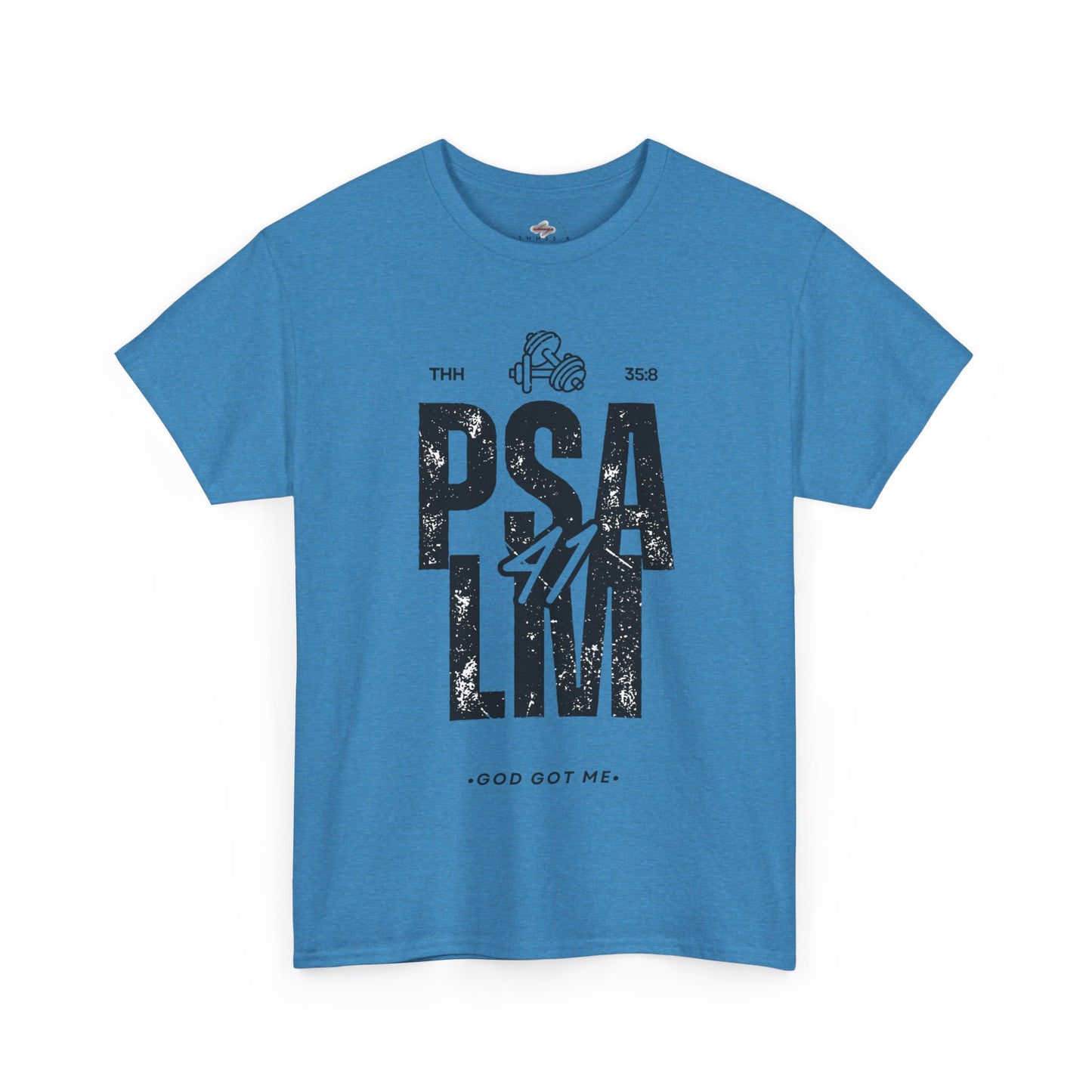 Unisex Heavy Cotton Tee with Inspirational Psalm Print, Christian Shirt, Faith-Based Apparel, Gift for Believers, Casual Wear