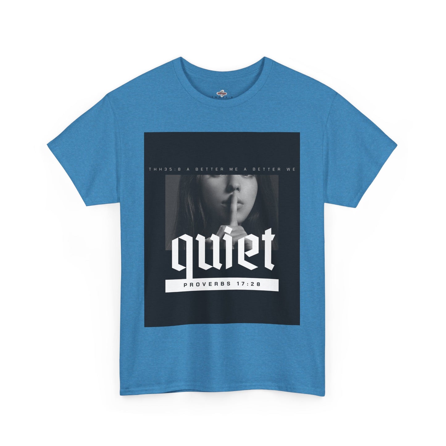 Quiet Proverbs 17:28 Unisex Heavy Cotton Tee - Perfect for Meditation, Casual Wear, Gifts, Spiritual Moments, Everyday Comfort
