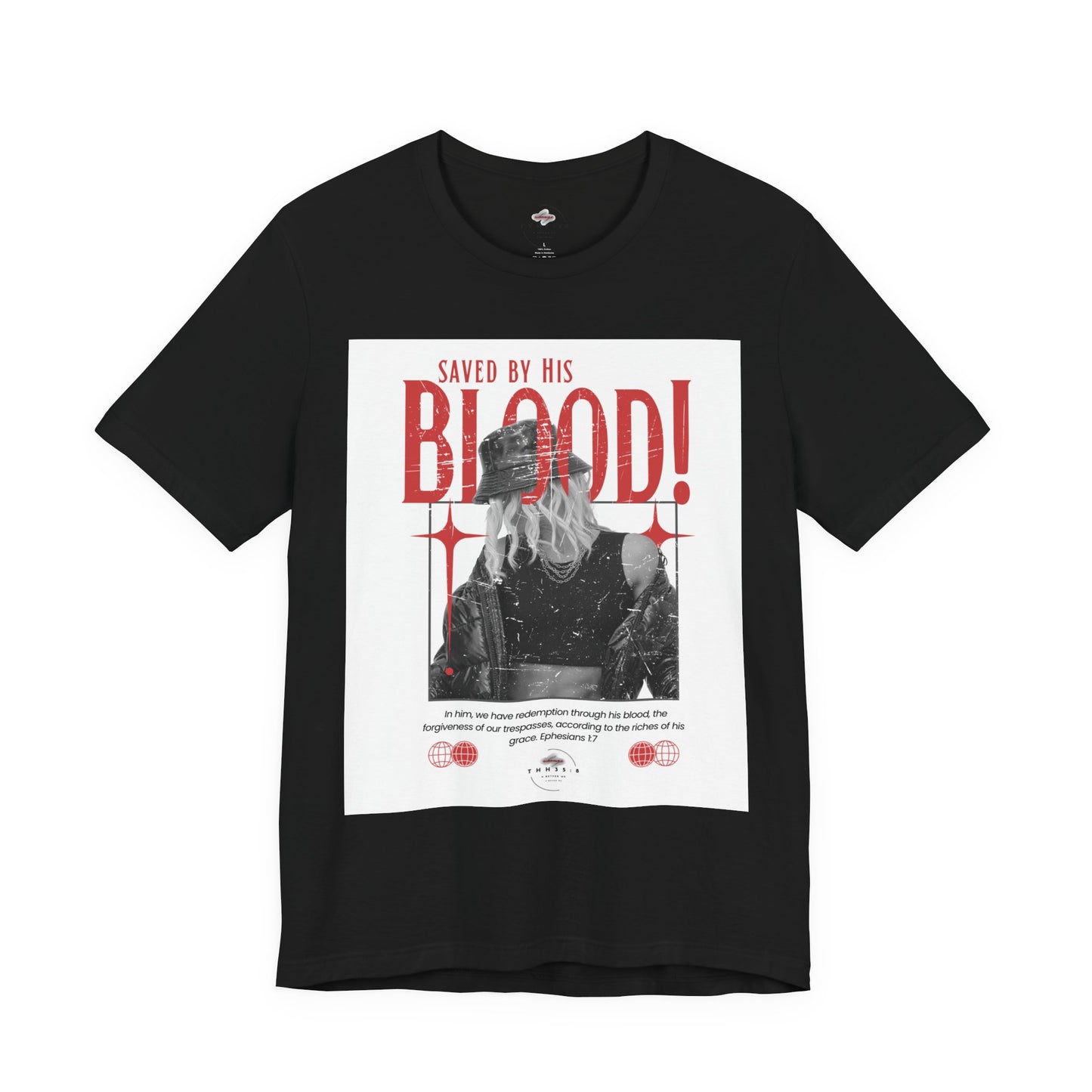 Christian Graphic Tee, Saved by His Blood T-Shirt, Inspirational Shirt for Men and Women, Faith-Based Apparel, Religious Gift