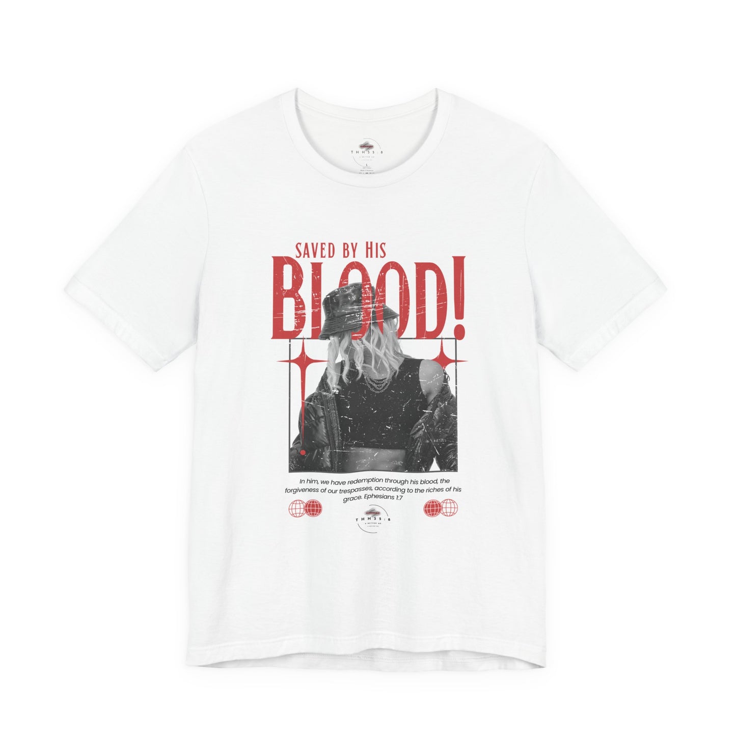 Christian Graphic Tee, Saved by His Blood T-Shirt, Inspirational Shirt for Men and Women, Faith-Based Apparel, Religious Gift