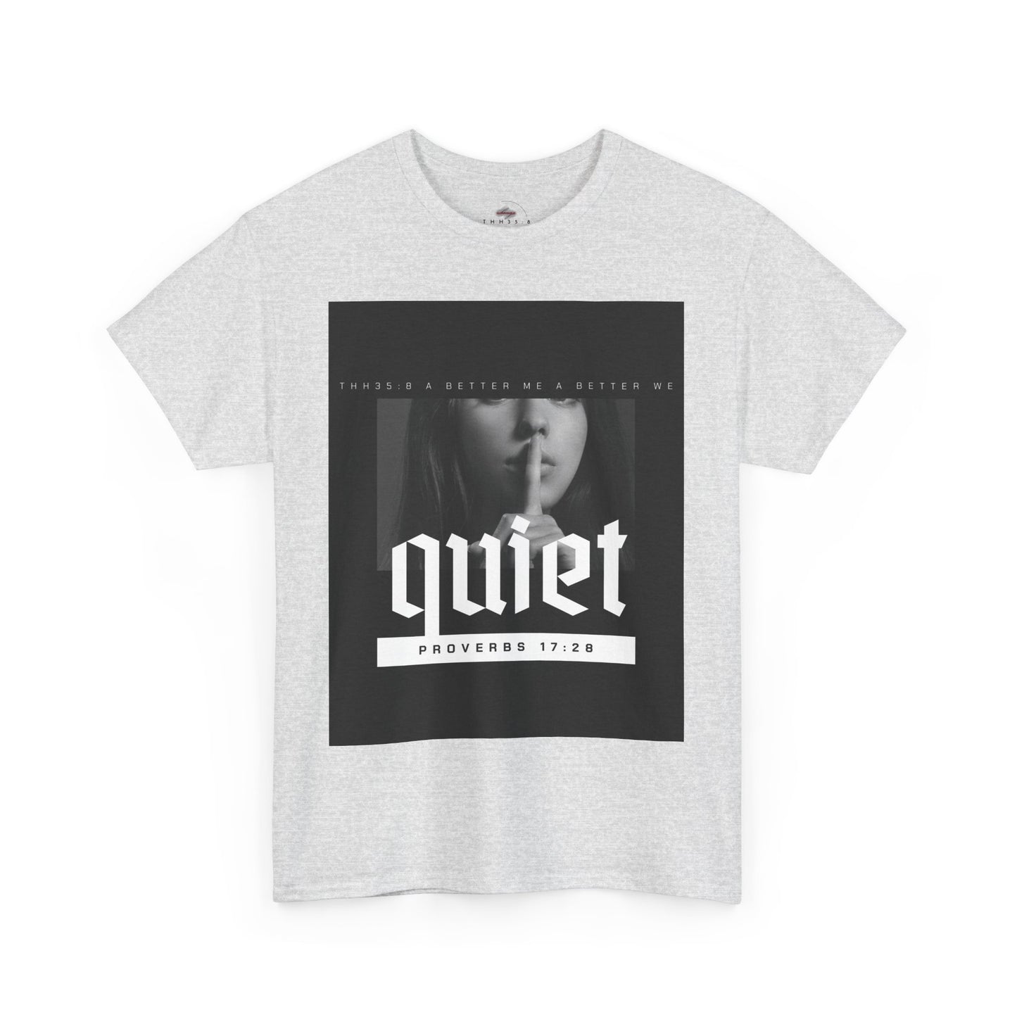 Quiet Proverbs 17:28 Unisex Heavy Cotton Tee - Perfect for Meditation, Casual Wear, Gifts, Spiritual Moments, Everyday Comfort