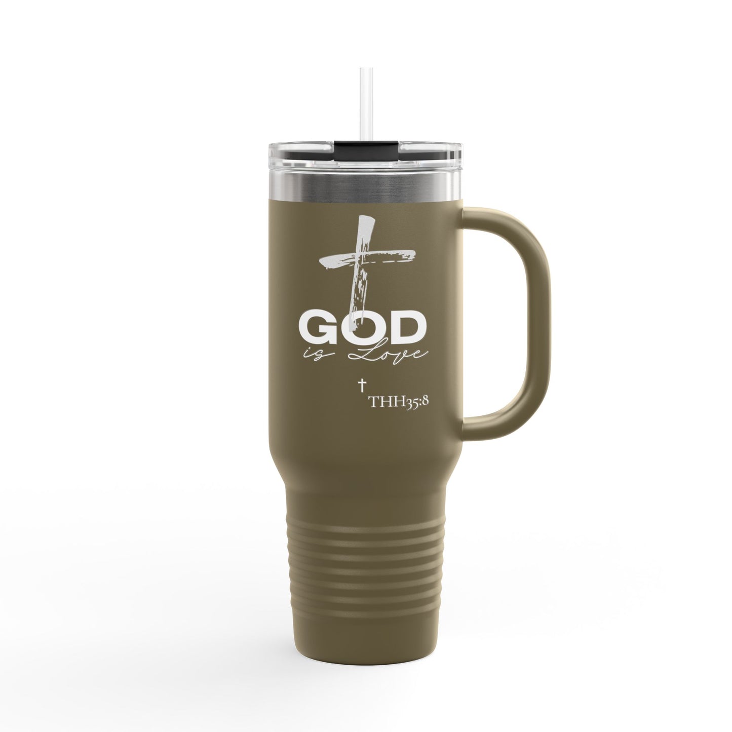 God is Love Insulated Travel Mug, Faith Travel Cup, Christian Coffee Mug, Religious Drinkware, Gift for Believers