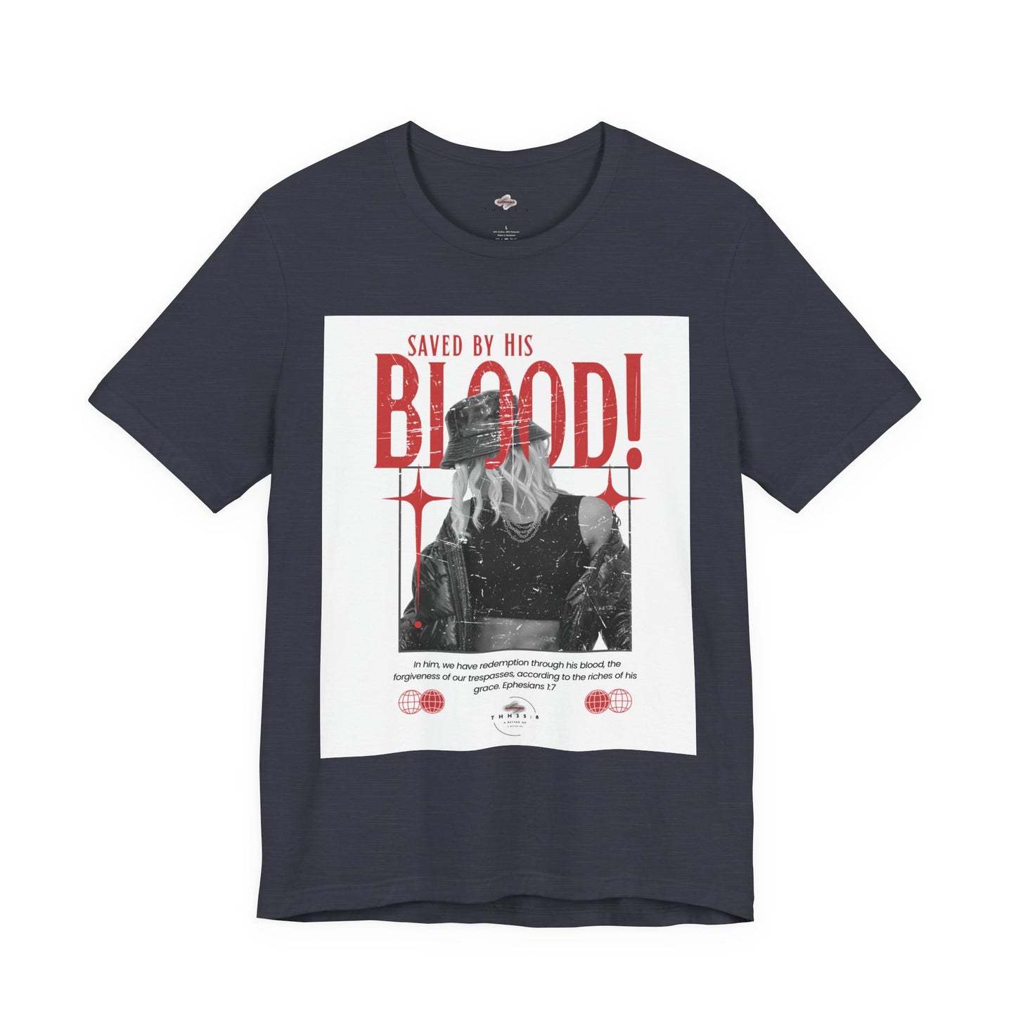 Christian Graphic Tee, Saved by His Blood T-Shirt, Inspirational Shirt for Men and Women, Faith-Based Apparel, Religious Gift