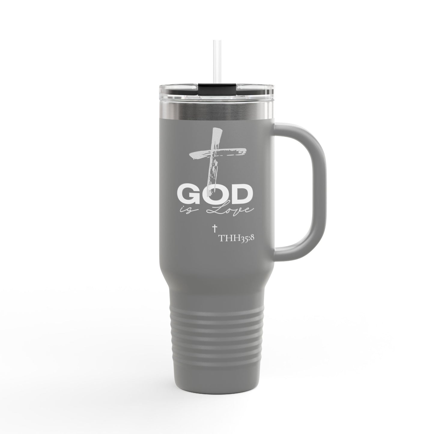 God is Love Insulated Travel Mug, Faith Travel Cup, Christian Coffee Mug, Religious Drinkware, Gift for Believers