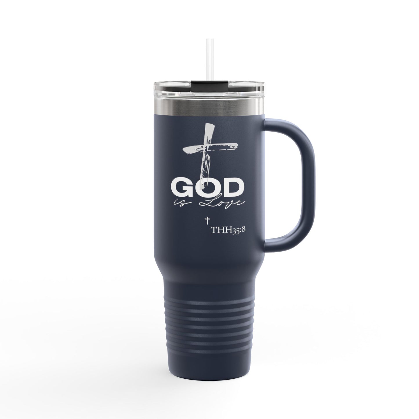 God is Love Insulated Travel Mug, Faith Travel Cup, Christian Coffee Mug, Religious Drinkware, Gift for Believers