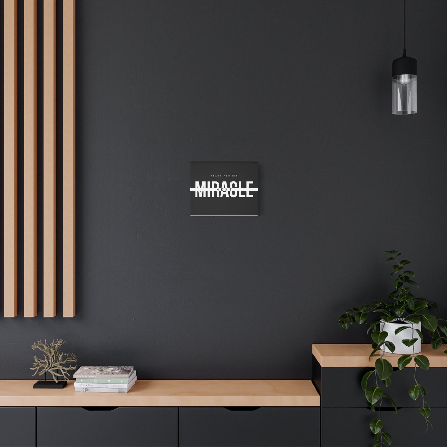 Inspirational Wall Art Canvas, Motivational Home Decor, Ready for His Miracle, Modern Black and White Design, Gift for Faith and Hope