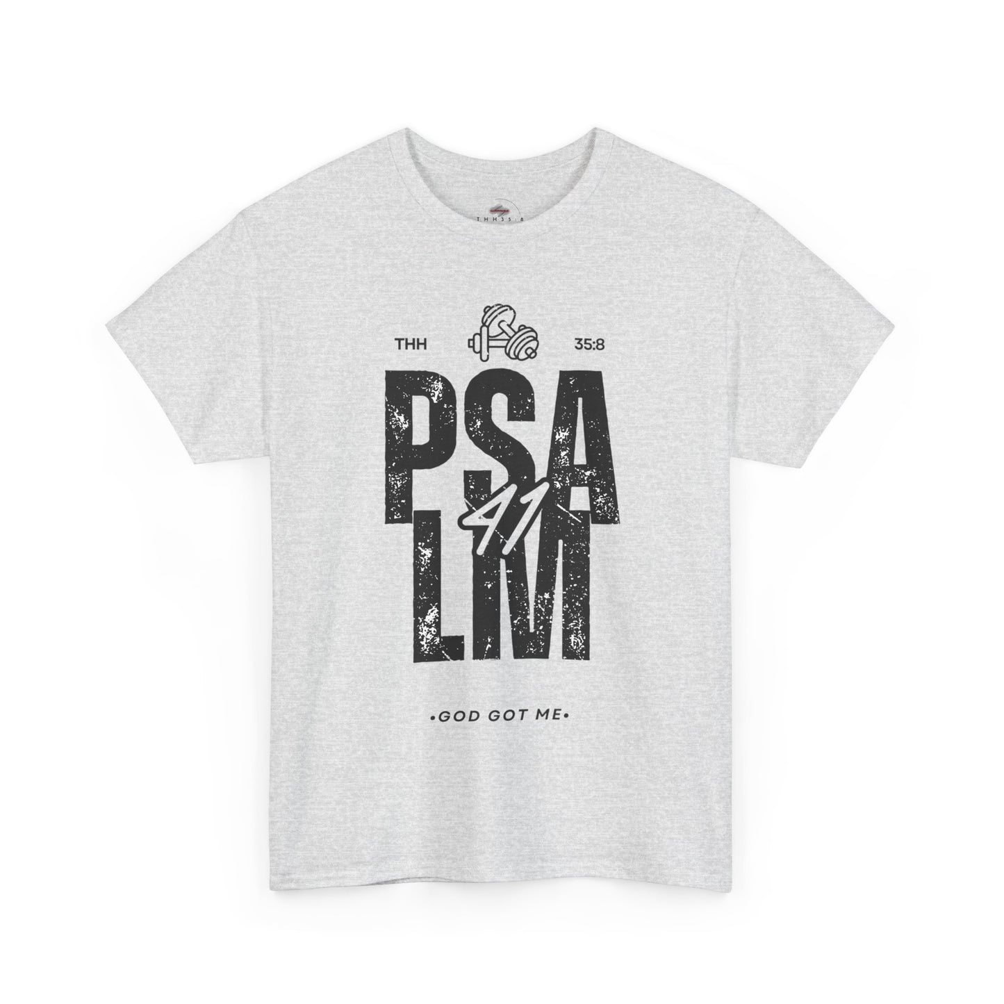 Unisex Heavy Cotton Tee with Inspirational Psalm Print, Christian Shirt, Faith-Based Apparel, Gift for Believers, Casual Wear