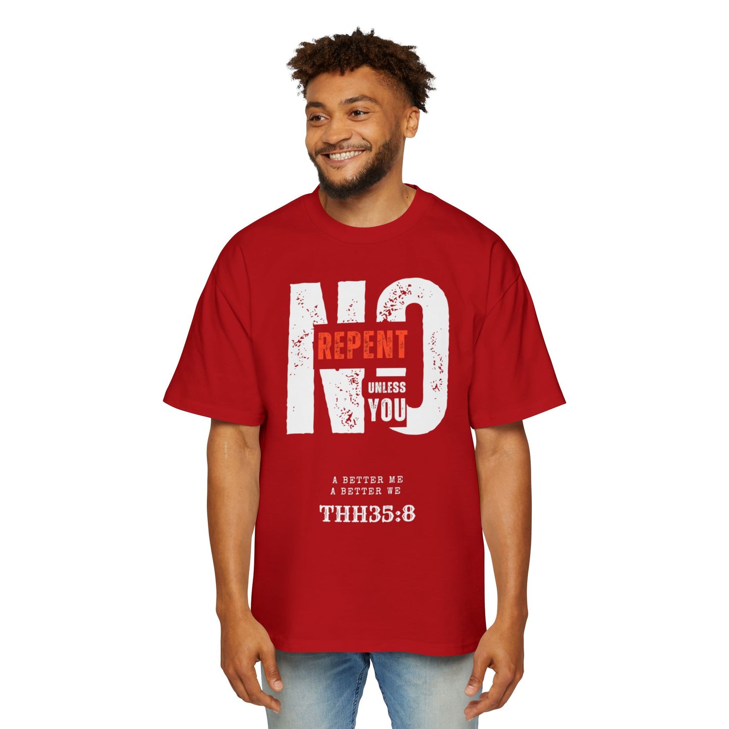 Men's Oversized Graphic Tee - Faith-Inspired Casual Wear, Oversized Fashion, Religious Apparel, Unique Gift, Streetwear Style