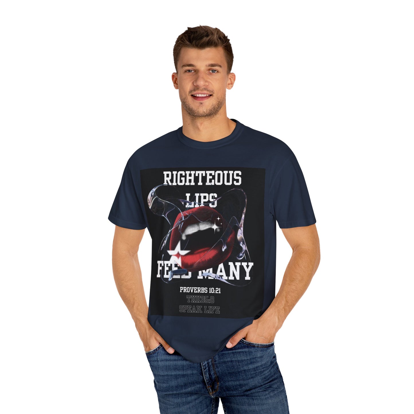 Righteous Lips Graphic T-shirt, Unisex Casual Wear, Proverbs 10:21 Tee, Christian Apparel, Gift for Faith Lovers, Everyday Style