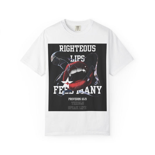Righteous Lips Graphic T-shirt, Unisex Casual Wear, Proverbs 10:21 Tee, Christian Apparel, Gift for Faith Lovers, Everyday Style