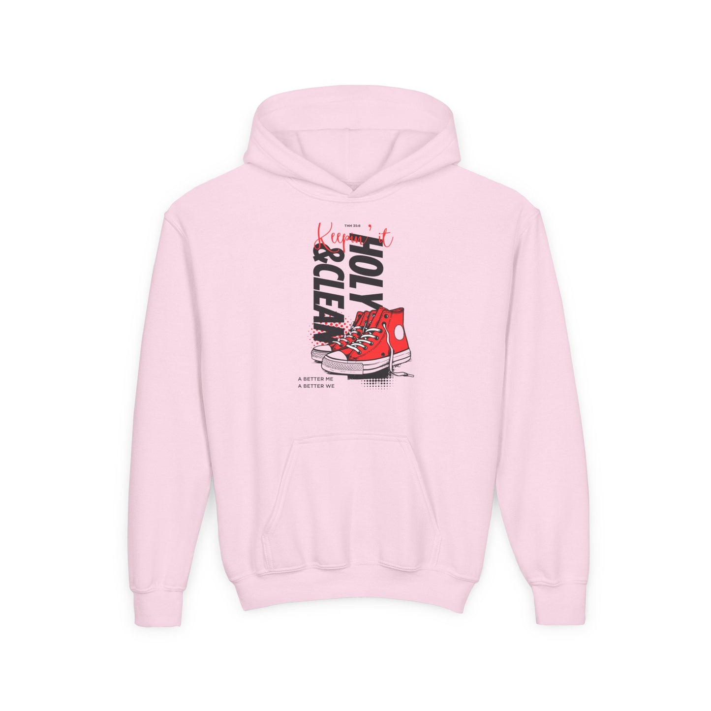 Youth Heavy Blend Hooded Sweatshirt with Holy & Clean Design, Comfortable Hoodie for Young Believers, Perfect Gift for Holidays, [...]