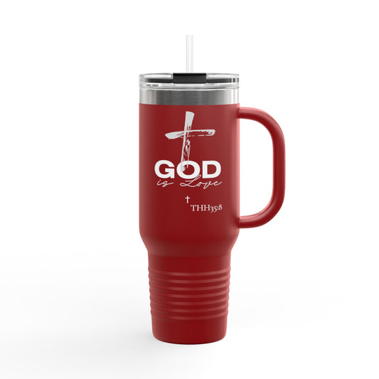God is Love Insulated Travel Mug, Faith Travel Cup, Christian Coffee Mug, Religious Drinkware, Gift for Believers